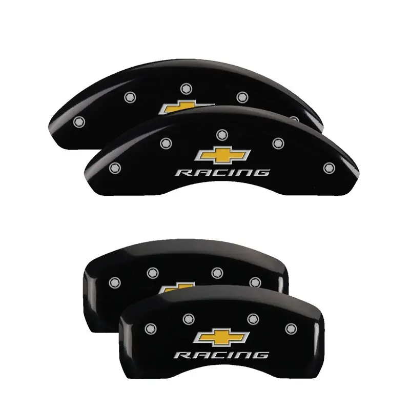 Mgp 4 Caliper Covers Engraved Front & Rear Gen 5/Camaro Black Finish Silver Ch 1