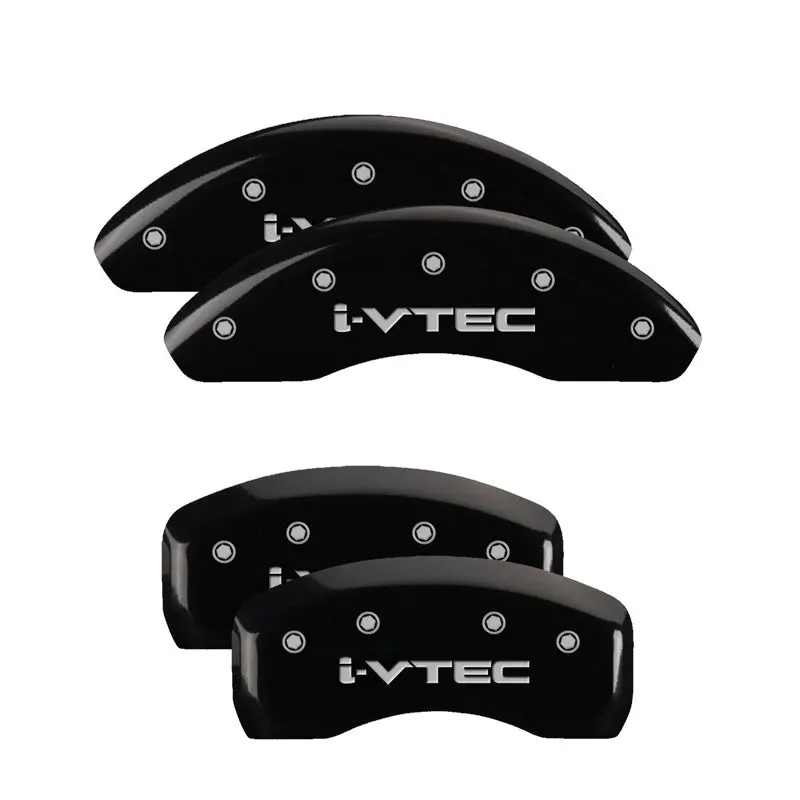 Mgp Engraved I-Vtec Caliper Covers – Full Set (Front & Rear), Black Finish With Silver Chrome Detailing 1