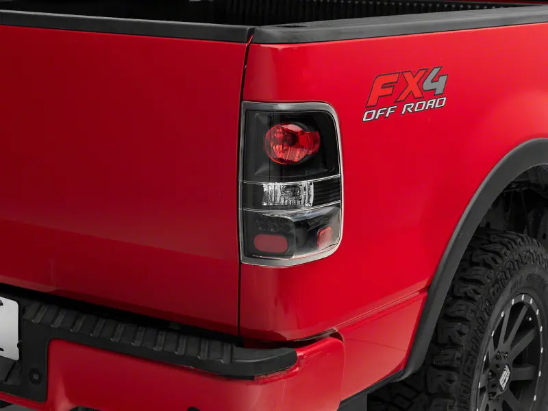 Raxiom Euro-Style Tail Lights For 2004–2008 Ford F-150 Styleside – Black Housing, Red/Clear Lens 1