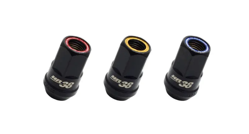 Wheel Mate Muteki Hr38 Open-End Lug Nuts – 12X1.5Mm, Black Chrome With Red Ring Accent 1