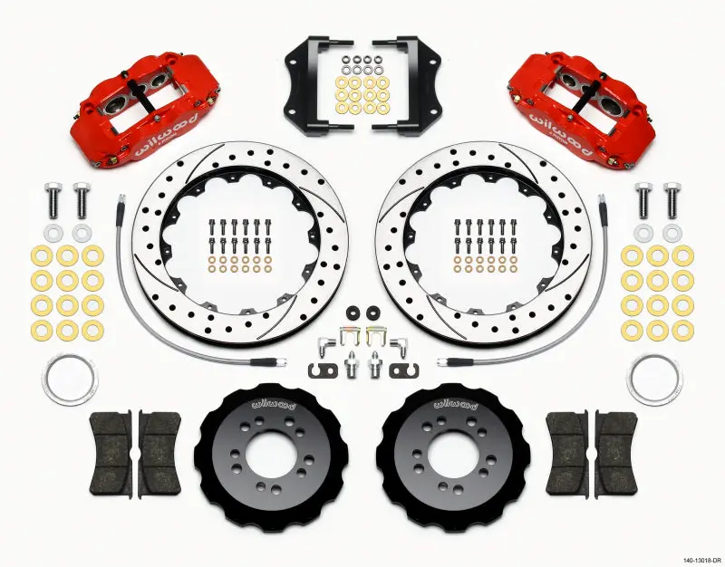 Wilwood Narrow Superlite 6R Front Brake Hat Kit – 12.88" Drill, Red Finish, For 2013+ Ford Focus St (Includes Lines) 1
