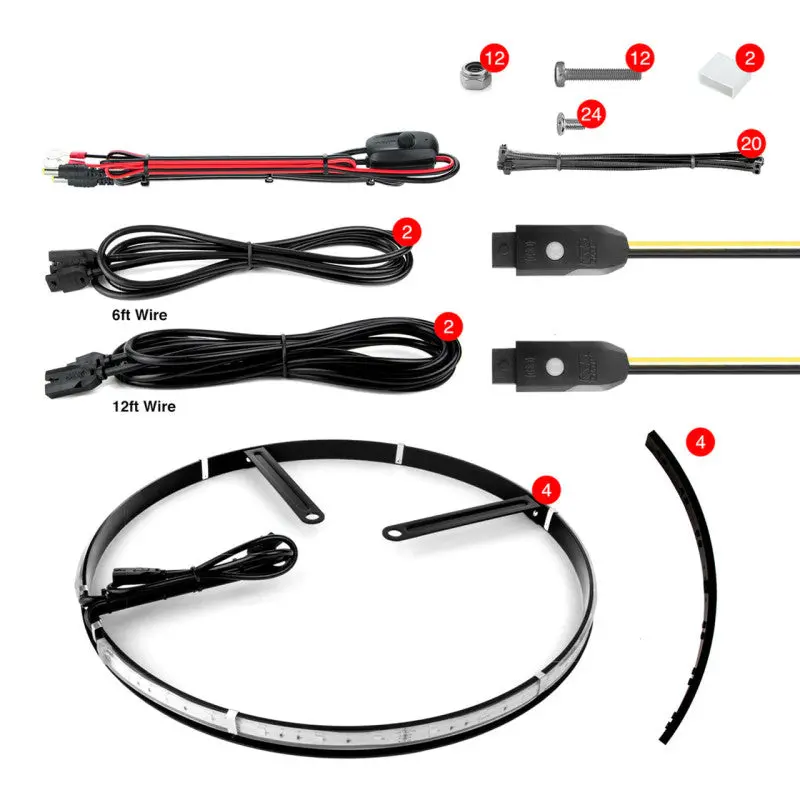 Xk Glow Adjustable 4-Piece Wheel Ring Light Kit With Dual-Mode Dash Mount Controller – Fits 15–18 Inch Wheels 1